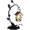 Bieye L30617 Lampada da tavolo in vetro colorato in stile Tiffany, stile cimitero spettrale, per decorazioni di Halloween (altezza 21 pollici, nido di pipistrello)