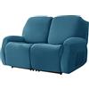 WJHDWYD Copripoltrona Relax Elasticizzato per 1 2 3 Posti, Morbido Velluto Fodera per Poltrona Reclinabile Copridivano Sofa Protettore Fodera per Divano Antiscivolo(Blu Pavone,2pcs)