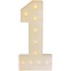 Kazafa Numero luminoso LED 100 cm 3D numero lampada numero 1 bianco alfabeto grande numero con lampadine per compleanno, matrimonio, anniversario, festa