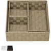 VIRSUS Cassetti Portaoggetti in Tessuto impilabili 5703, Trama intrecciata 3 Scomparti interni, misura 26x26x9,5 cm, contenitore salvaspazio, Organizer per accessori bagno (Beige)