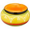 MIJOMA Posacenere antivento in dolomite, posacenere da tavolo in ceramica con coperchio, resistente alle intemperie, per interni ed esterni (giallo, design Fiesta, diametro 11 cm)