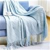 LumiSyne Coperta a Maglia Sfrangiata Tinta Unita Plaid Calda Coperte In Maglia Copriletto a Maglia Coperta Da Tiro Adatto Per Letto o Divano 130x170cm