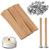 AMFUN 50 Pezzi Stoppini per Candele in Legno, Senza Fumo