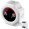 PUGTOW - Timer Pomodoro Ricaricabile USB C, Timer da Cucina Digitale a Gravità, Magnetico Ottogonale, 8 Modalità Preimpostate, 3 Livelli di Volume per Studio, Ufficio e Cucina