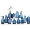 anquephd 12 vasi in vetro piccoli, stile vintage con motivo strutturale, per fiori e decorazioni per la casa (blu, 12 pezzi)