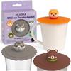 MIJOMA Set di 3 coperchi in silicone per tazze Kawaii, motivo animale, cane, gatto, tappo universale per bicchieri e lattine, mantiene caldo e protegge da polvere e insetti