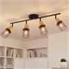 ANWIO Faretti Soffitto Orientabili, Faretti Legno Soffitto 4 Luci, Plafoniera da Parete E14 Nero, Faretto LED Interno Illuminazione per Barra, Salotto, Cameretta, Cucina, Corridoio (Senza Lampadina)