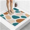 BLESWIN Tappetino Antiscivolo Doccia Quadrato 70x70 cm in PVC Luffa per Doccia, Tappeto Bagno Antiscivolo per Bagno con Fori di Drenaggio, Tappeto Vasca per Vasca da Bagno, Antimuffa, Pietra color cachi