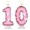 BOXOB Candeline con Numeri di Compleanno, 7,5cm Farfalla Glitterata Topper per Torta Buon Compleanno Paillettes Rosa Decorazioni per Cupcake con Numeri Nuziali per Anniversario Feste (10)