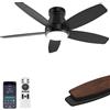 EKDADL 106CM Ventilatore da Soffitto con Luce e Telecomando Silenzioso, 106cm Dimmerabile Lampada Ventilatore da Soffitto con 5 Pale Doppie, Effetto Legno/Nero per Camera da Letto, Soggiorno