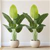 Keeplush Pianta Artificiale Uccello del Paradiso 120cm Alta, Piante Finte da Interno Grandi Finta con 9 Foglie Albero di Banano Artificiale Per Interni Esterno Soggiorno Ufficio Giardino Dec（2 PACK）