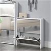[en.casa] Scarpiera Stretta con 2 Contenitori Ribaltabili 67 x 63 x 17 cm Mobile Portascarpe Salvaspazio con Ante a Specchio - Bianco