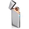 Daffodil EC225B Accendino elettronico ricaricabile USB con metallo | Accendino antivento con bobina sostituibile, sensore touch, regalo per uomini, papà, campeggio, candele, fumatori - Argento
