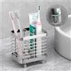 Luxspire Portaspazzolini Elettrici, Porta Spazzolini da Parete, Dispenser Spazzolini in Acciaio Inox, Supporto Spazzolini Adesivo, Organizer per Spazzolino Dentifricio, Contenitore da Bagno, Argento