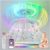 KZT Ventilatore da soffitto silenzioso RGB con illuminazione, lampada da soffitto a LED con ventilatore e telecomando, dimmerabile, camera dei bambini, lampada con altoparlante Bluetooth, musica, lampada