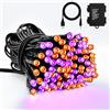 Dalugo Catena luminosa a batteria, 5 m, 50 LED, USB, colore arancione, viola, con timer, 8 modalità IP65, impermeabile, con cavo nero, per interni ed esterni