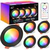 iLC Faretti LED da Incasso per Cartongesso 8W(equivalenti a 60W), Foro 68-85mm, 16 Milioni di Colori con Controllo App, 800LM, 2700K-6000K+RGB, Bluetooth, IP44 Nero per Camera, Soggiorno (Pacco Da 4)