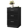 COSTWAY Comodino a 3 Cassetti 66 x 38 x 35 cm, Tavolino Moderno in Legno con Cassetti, Cassettiera per Camera da Letto, Ufficio e Salotto (Nero)