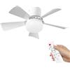 Eznaobo Ventilatore da soffitto con luce, E27 30 W, lampada da soffitto con telecomando e timer, 3 velocità, 3 colori, lampadario da camera, dimmerabile LED per camera da letto, soggiorno (E27/bianco)