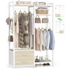 iSunirm Cabina Armadio Componibile Stand Appendiabiti Aperto con 2 Cassetti, Armadio Guardaroba 115x40x200cm Robusto, Stender Appendiabiti con 2 Aste e Ripiani Regolabili, Ideale per Camera