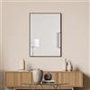[en.casa] Specchio da Parete 50 x 70 cm Specchio Rettangolare a Taglio Sfaccettato Fissaggio Verticale-Orizzontale Cornice in Plastica Nero