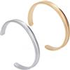 SUNNYCLUE 1 scatola di 2 colori 7mm In Acciaio Inossidabile Braccialetti Polsino Vuoto Bracciale Elastico per Capelli Polsino Sfuso Scanalato Argento Intarsio Oro Base In Metallo Aperto Braccialetti V