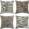 Sanwarm Set di 4 federe per cuscini decorativi per la casa, motivo leopardato, marrone, safari, astratto, 45,7 x 45,7 cm, per esterni, divano, federe