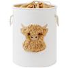 YFNHOME Cesta Giochi Bambini Cesto Portabiancheria per Bambini, Cesto per Neonato, Cesta in Tela con Chiusura a Coulisse, Contenitore Giochi Animali e Bucato, Cesto Biancheria Sporca, Mucca delle Highland