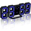 DollaTek Sveglia digitale LED 3D con 3 livelli di luminosità regolabili funzione snooze luce notturna dimmerabile per ufficio cucina domestica - Nero e blu