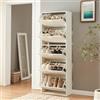 [en.casa] Scarpiera Salvaspazio 169 x 60 x 24 cm Bianco | 5 Ante a Ribalta, Contenitori Ribaltabili, Armadio Portascarpe Alto Stretto, per Ingresso Corridoio