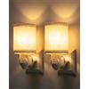 Lamptobe Luci Notturne da Attaccare alla Presa, Paralume in Tessuto Vintage, Lampada LED con Interruttore ON/OFF, Luce Notturna per Camera da Letto, Soggiorno, Corridoio, Confezione da 2