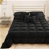 PETTI Artigiani Italiani - Trapunta Invernale Piazza e Mezza 220x260 cm in Velluto, Copriletto Piumone Double Face Anallergico 350 g/m², Trapunta Calda per Letto, Nero, Made in Italy