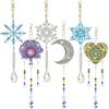 AIFUDA - Kit di 6 decorazioni artistiche a vento per pittura con diamanti, fiocco di neve in cristallo 5D, acchiappasole fai da te, doppia dimensione, ornamenti da appendere per Natale, casa, giardino