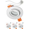 ledscom.de 4x cornici da incasso per soffitto da bagno ERID, per ambienti umidi, bagno, IP44, rotonde, orientabili, bianco opaco, con portalampada GU5.3 incluso