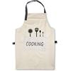 CHUER Grembiule da Cucina Impermeabile con 2 Tasche, Grembiule da Ristorante BBQ Bar Chef Cucina, Regolabile Grembiuli con Tasche Chef di Cucina, Gembiule Cucina Uomo Donna, Beige