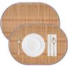 Silkmin Set di 2 Tovagliette Bamboo 43×30cm, Antiscivolo e Resistenti al Calore | Tovagliette Lavabili, Sottopiatti Antiscivolo, Tovaglietta Colazione, Tovaglietta Bamboo Lavabili per Tavolo da Cucina