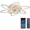 Bossen Ventilatore da soffitto con illuminazione, Φ24in, 50W Lampada da soffitto a LED moderna silenziosa con telecomando e APP Dimmerabile 6 luci per soggiorno Camera da letto Sala da pranzo (Bianco)