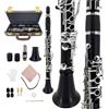 YoungMonic Clarinetti professionali in legno di ebano nero con chiavi placcate in argento per giocatori sinfonici e avanzati, include custodia rigida, ance, guanti e kit completo per la cura del