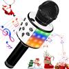 Ambesty Microfono per Karaoke perBambini,Microfono Wireless Bluetooth con LED, Regalo per Ragazze,Ragazzi, Macchina per Karaoke Portatile per Cantare, Registratore per Altoparlante KTV (nero)