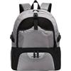 Gralara Borsa Sportiva Zaino Palestra Sacca Viaggio Sacca Scarpe Multifunzionale Nylon Oxford Tasca Palla Scomparto Laptop Traspirante Resistente All'acqua, Grigio