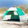TEKGHUT Tenda da spiaggia verde mare impermeabile antivento con sistema di sgancio rapido, poliestere con rivestimento in PU, ingresso aperto e lati in rete per la ventilazione, inclusi picchetti e tiranti