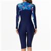 Generisch Muta in neoprene da donna a maniche lunghe, ideale per surf, immersioni, snorkeling, protezione UPF 50+, tessuto elastico, cerniera frontale (blu navy, S)