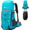 NAQAOI Zaino da trekking da 60 l, con copertura antipioggia, leggero, traspirante, per campeggio, trekking, viaggi, Nero , 70x32x30cm, Casual