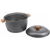 Wswqop Pentola da Campeggio Pentola Casseruola Padella in Alluminio Anodizzato Manici Isolanti E Pomello in Legno Grande capacità per Zuppe E Facile da, 28L, Coperchio Flat Hotpot