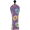 CHIFIGNO Graziose ciambelle viola coperture per mazze da golf ibride in legno PU pelle con etichette intercambiabili per donne e uomini
