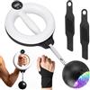 Sayudar Infinity Hoop for Arms - Palla giroscopica intelligente a 360° con contatore LED e tutore da polso nero, per esercizi per avambraccio, per uomini e donne, portatile, antiscivolo, attrezzatura fitness