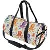 linqin Borsone rotondo multi tasca per uomo donna | Cinghia per allenamento, fitness, creature marine colorate