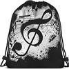 Richugui Borsa con coulisse con note musicali borse con coulisse borsa a zaino design vintage grunge art nero sagoma a terra schizzi di inchiostro sport palestra sacca con coulisse borsa da yoga per