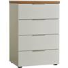 Dmora - Cassettiera Lusaka, Settimino multiuso, Comò camera da letto, Mobile con cassetti, Made in Italy, 60x43h89 cm, Bianco lucido e Rovere