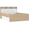Dmora - Letto piazza e mezza Blanchette, Sommier per camera da letto, Giroletto per stanza, Struttura porta materasso, 206x150 h97 cm, Rovere e Bianco